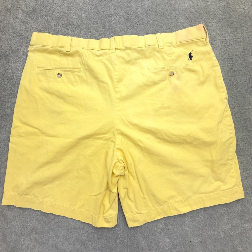 Vtg Polo Ralph Lauren Pleated Chino Shorts Mens 42 Yellow Cotton Canvas 8 Inseam
